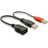 USB καλώδιο 2x USB 2.0 A male to  USB 2.0 female, - 0.20m